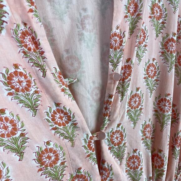 Emerson Fry India Collection Frances Organic Cotton Dress Monday Flowers Pink M - Picture 5 of 9